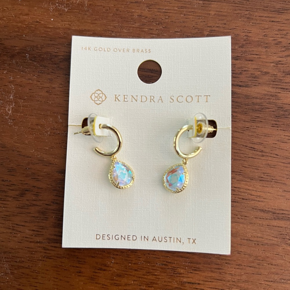 Kendra Scott Gold and Iridescent Huggie Earrings